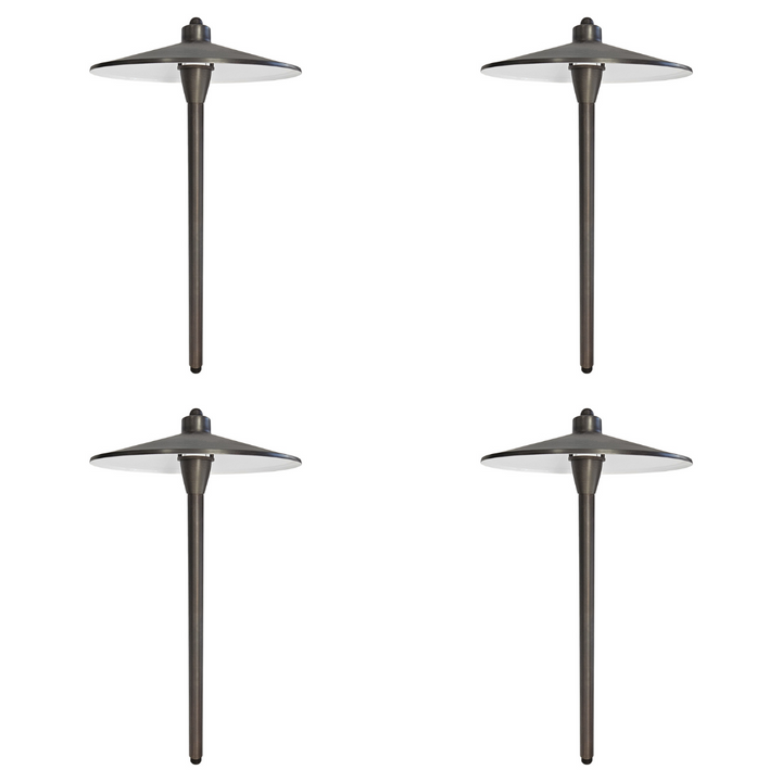 Outdoor Landscape Lighting LED 12V Low Voltage PL79B with G4 3W 2700K 4x/8x/12x Package Solid Brass Large Mushroom Hat Path Light - Light Bronze Finish Low Voltage Landscape Lighting 4 Pack