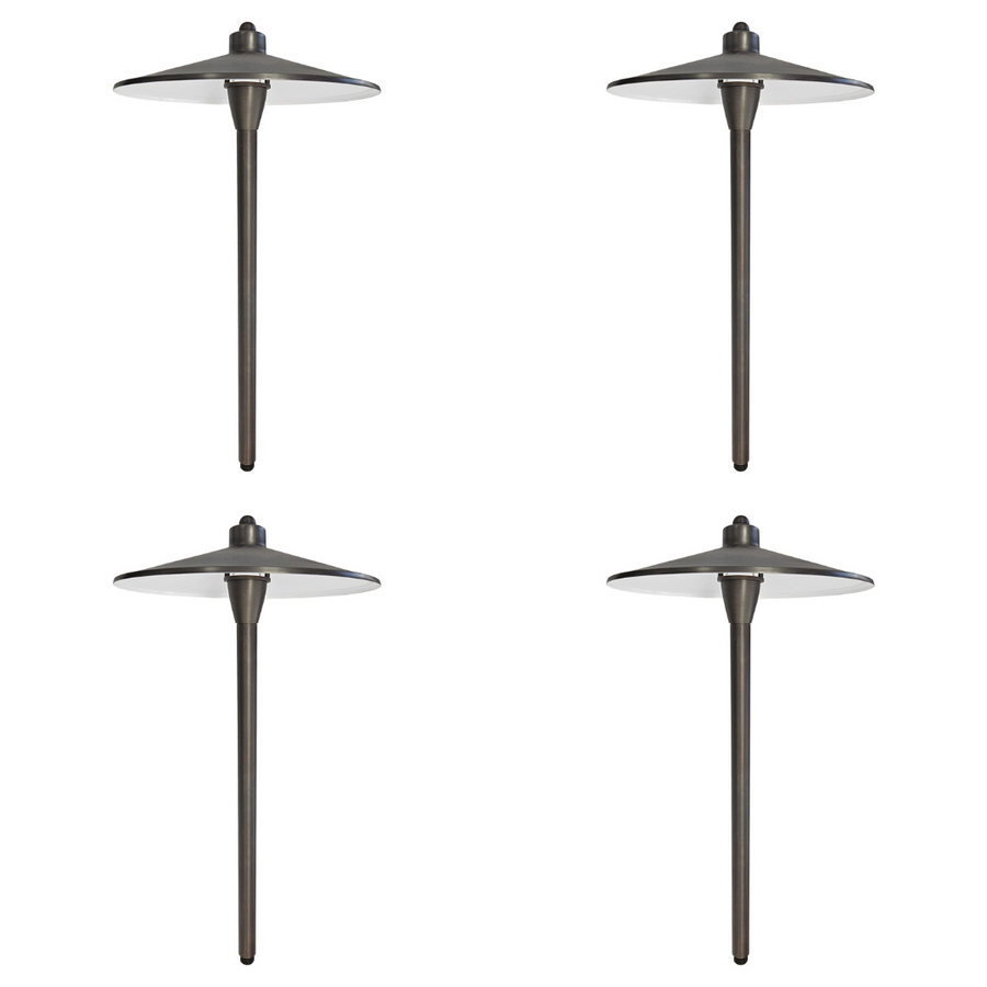 Outdoor Landscape Lighting LED 12V Low Voltage PL79B with G4 3W 2700K 4x/8x/12x Package Solid Brass Large Mushroom Hat Path Light - Light Bronze Finish Low Voltage Landscape Lighting 4 Pack