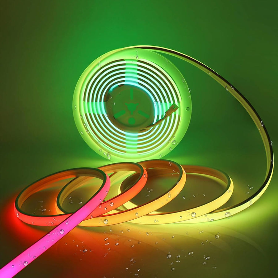 Outdoor Landscape Lighting LED 12V Low Voltage SLNR11 Dotless COB Smart Wi-Fi RGB-IC Addressable Dream Rainbow Color 12mm 4.6W/ft 16.4ft Neon LED Strip Light DC24V IP68 Dimmable Low Voltage Silicone Strip Light