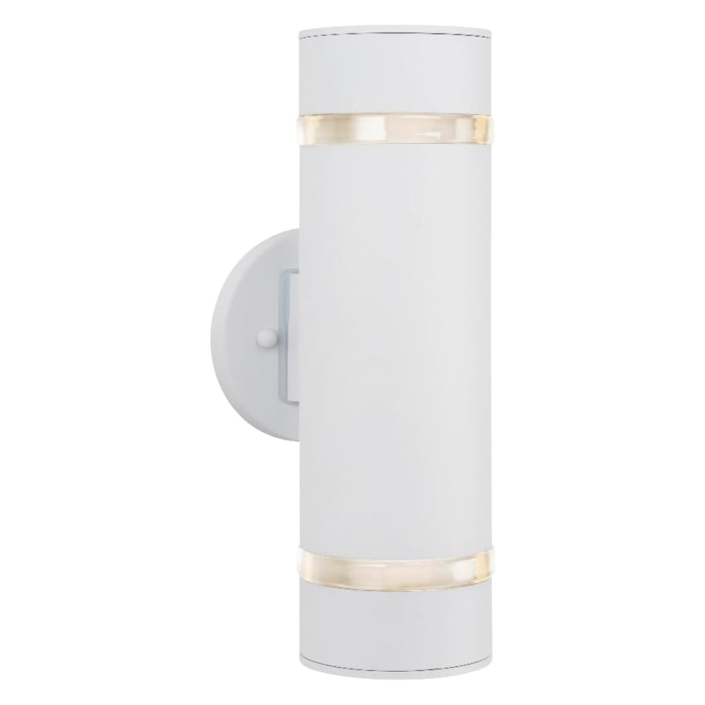 Outdoor Landscape Lighting LED 12V Low Voltage SCSH01 120V Line Voltage LED Stainless Steel Cylinder Up Down Light 2 Directional Sconce Lighting Medium Base Sockets White