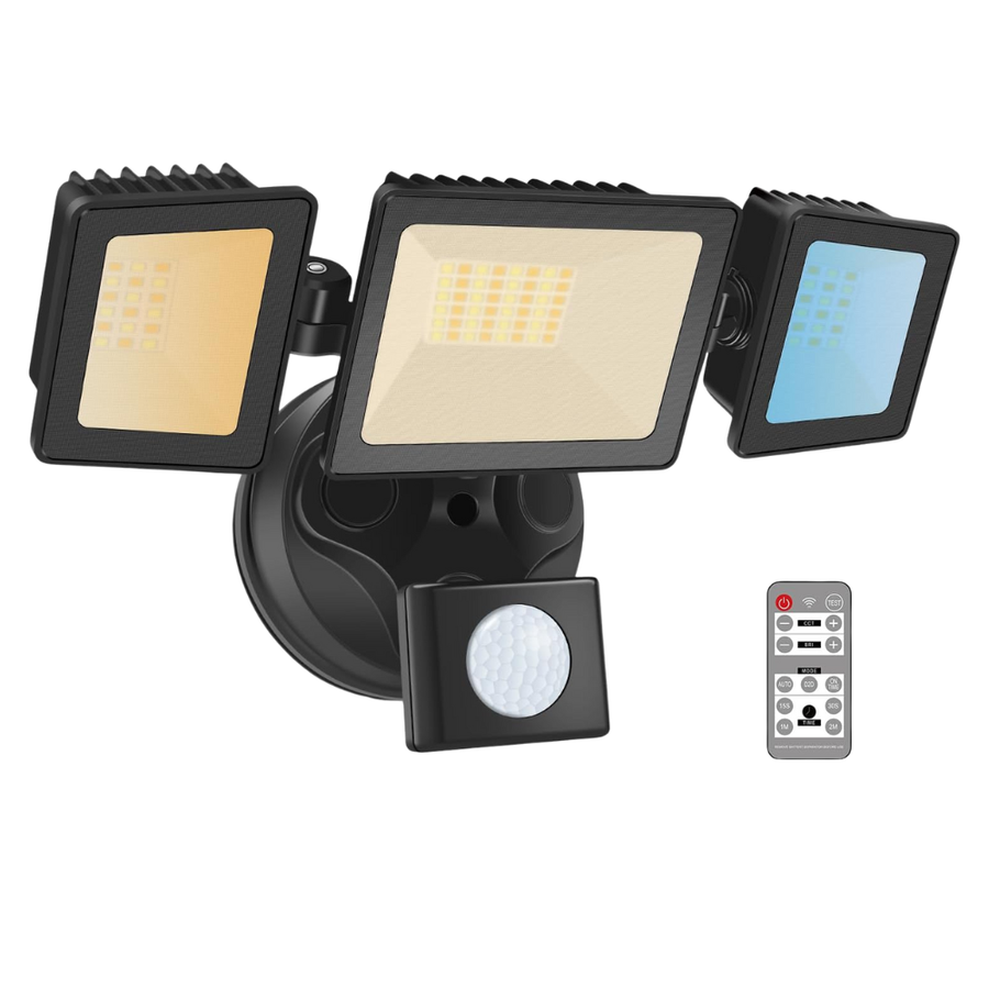 Outdoor Landscape Lighting LED 12V Low Voltage 40W Wired Outdoor LED Floodlight , 120V Remote-Operated Dimmable Adjustable 3000K-6000K Motion-Sensor Security Floodlight 4000LM, IP65 Waterproof Black
