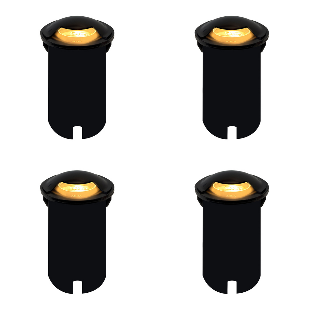 Outdoor Landscape Lighting LED 12V Low Voltage UNS03 4x/8x/12x Package Stainless Steel Mono Directional One Slit In-Ground 12V Low Voltage LED In Ground Landscape Lighting with MR16 5W 3000K Bulb 4 Pack Black