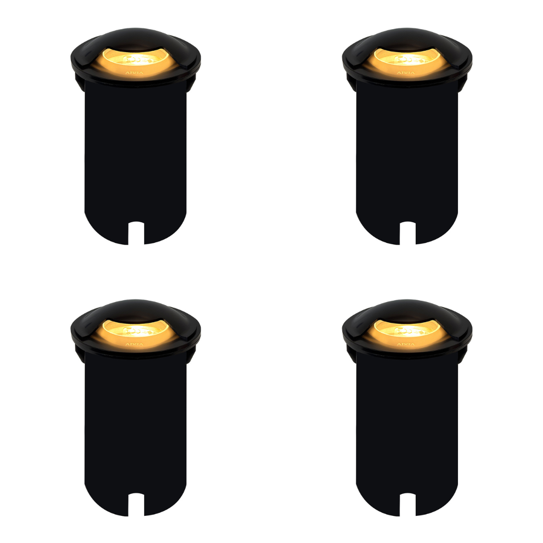 Outdoor Landscape Lighting LED 12V Low Voltage UNS03 4x/8x/12x Package Stainless Steel Mono Directional One Slit In-Ground 12V Low Voltage LED In Ground Landscape Lighting with MR16 5W 3000K Bulb 4 Pack Black