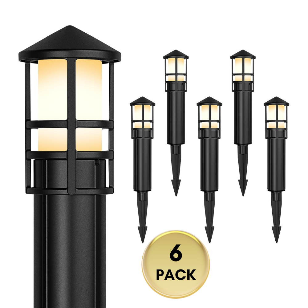 Outdoor Landscape Lighting LED 12V Low Voltage ALP56 4W 12V AC/DC Low Voltage Cast Aluminum LED Bollard Pathway Lights Package – Outdoor Landscape Walkway & Garden Lighting Black 6 Pack