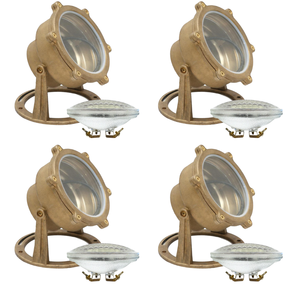 Outdoor Landscape Lighting LED 12V Low Voltage ULB02 4x/8x/12x Package Cast Brass LED 12V Low Voltage Underwater Pond Light IP68 Waterproof with PAR36 10W 160° 3000K Bulb 4 Pack