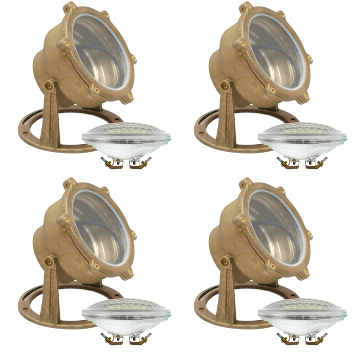 Outdoor Landscape Lighting LED 12V Low Voltage ULB02 4x/8x/12x Package Cast Brass LED 12V Low Voltage Underwater Pond Light IP68 Waterproof with PAR36 10W 160° 3000K Bulb 4 Pack