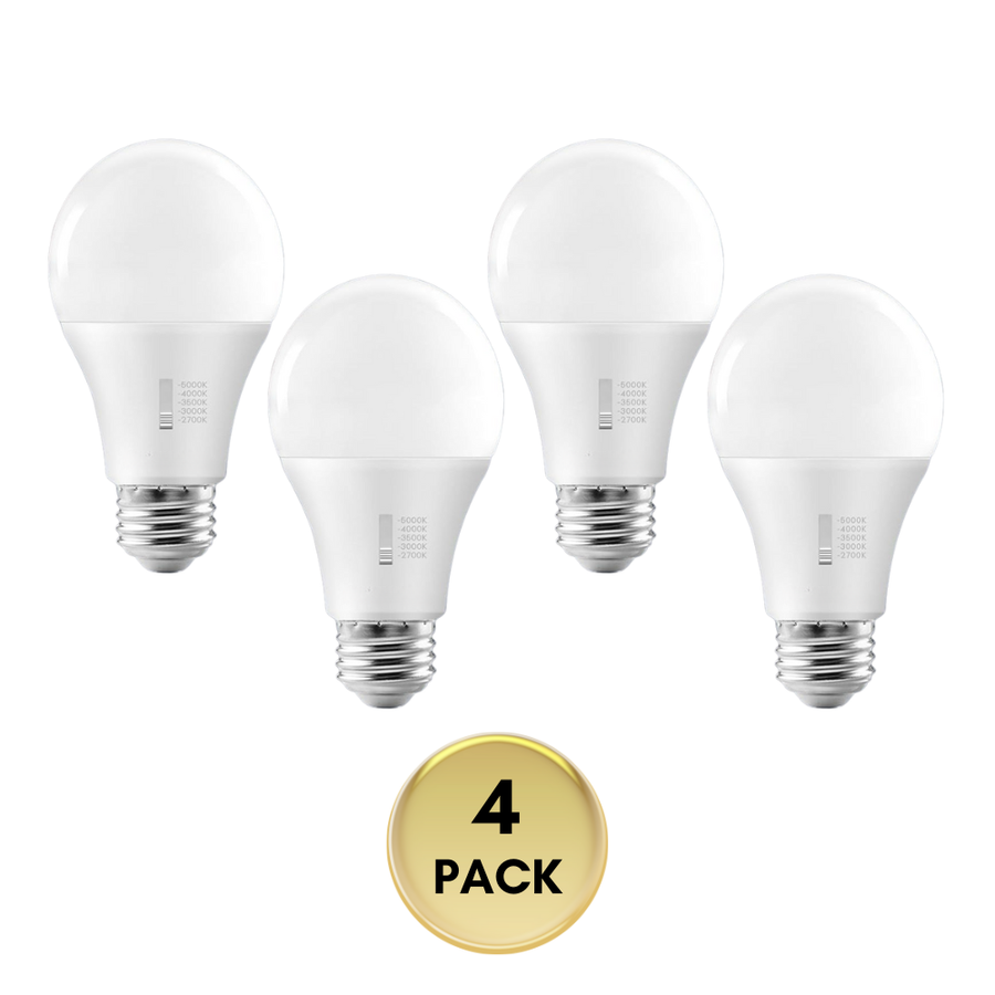Outdoor Landscape Lighting LED 12V Low Voltage E26 A19 11W 120V Line Voltage 5CCT 2700K/3000K/3500K/4000K/5000K Bulbs Package Dimmable CRI90 Energy Saving High Voltage Medium Base Light Bulb 4 Pack