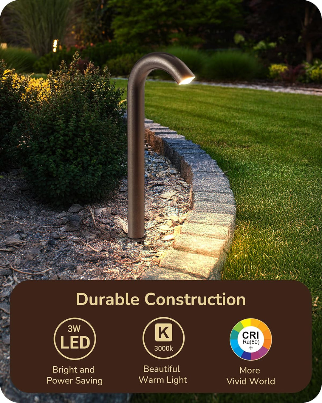 Outdoor Landscape Lighting LED 12V Low Voltage ALP22 6-Pack 3W 3000K 200LM LED Landscape Candy Cane Pathway Light Package, 12V Low Voltage Modern Path Lights