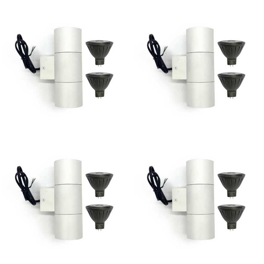 Outdoor Landscape Lighting LED 12V Low Voltage SCSP02 Stelvio Sconce White Finish Up/Down Light 4x/8x/12x MR16 4W Dimmable 2700K Package Low Voltage Outdoor Lighting 4 Pack