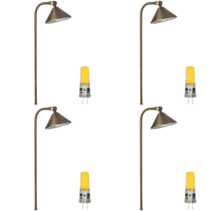 Outdoor Landscape Lighting LED 12V Low Voltage PLB05 4x/8x/12x Package LED 12V Low Voltage Landscape Brass Lighting Directional Pathway Light with G4 2W 3000K Bulb 4 Pack