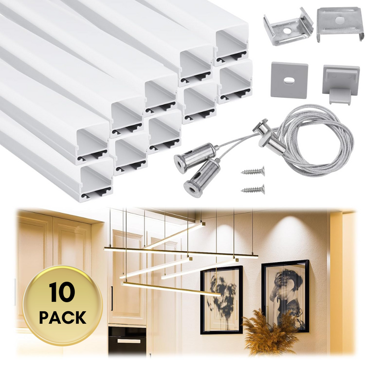 Outdoor Landscape Lighting LED 12V Low Voltage AC15 Spotless Aluminum Channel with Hanging Wire 3.3FT/1M For Max 17mm Width LED Strip Lights Pack of 5 and 10 10 Pack Silver Channel and Milky Cover 3.3ft (1M)