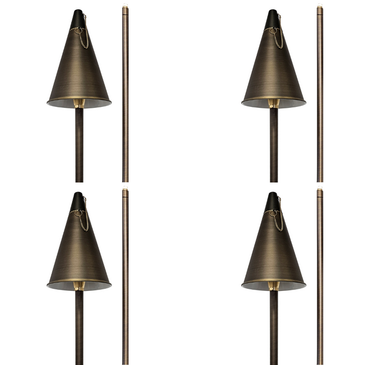 Outdoor Landscape Lighting LED 12V Low Voltage PL77B with G4 3W 2700K 4x/8x/12x Package Solid Brass 60" Tiki Torch Path Light - Light Bronze Finish Low Voltage Landscape Lighting 4 Pack