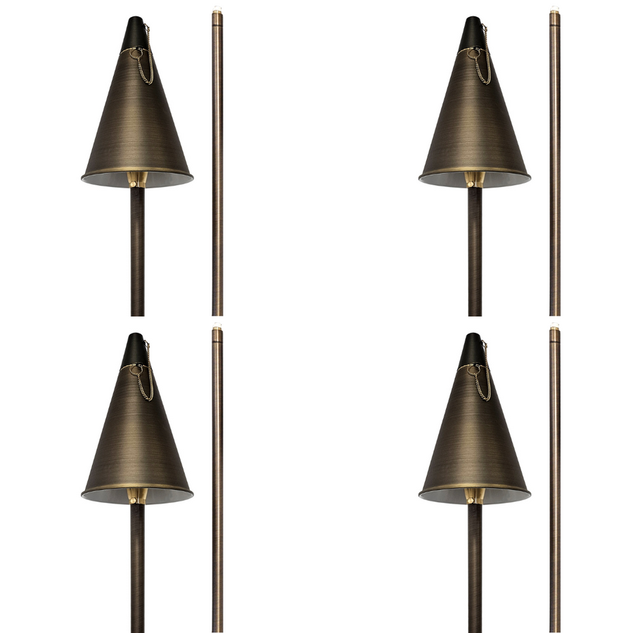 Outdoor Landscape Lighting LED 12V Low Voltage PL77B with G4 3W 2700K 4x/8x/12x Package Solid Brass 60" Tiki Torch Path Light - Light Bronze Finish Low Voltage Landscape Lighting 4 Pack