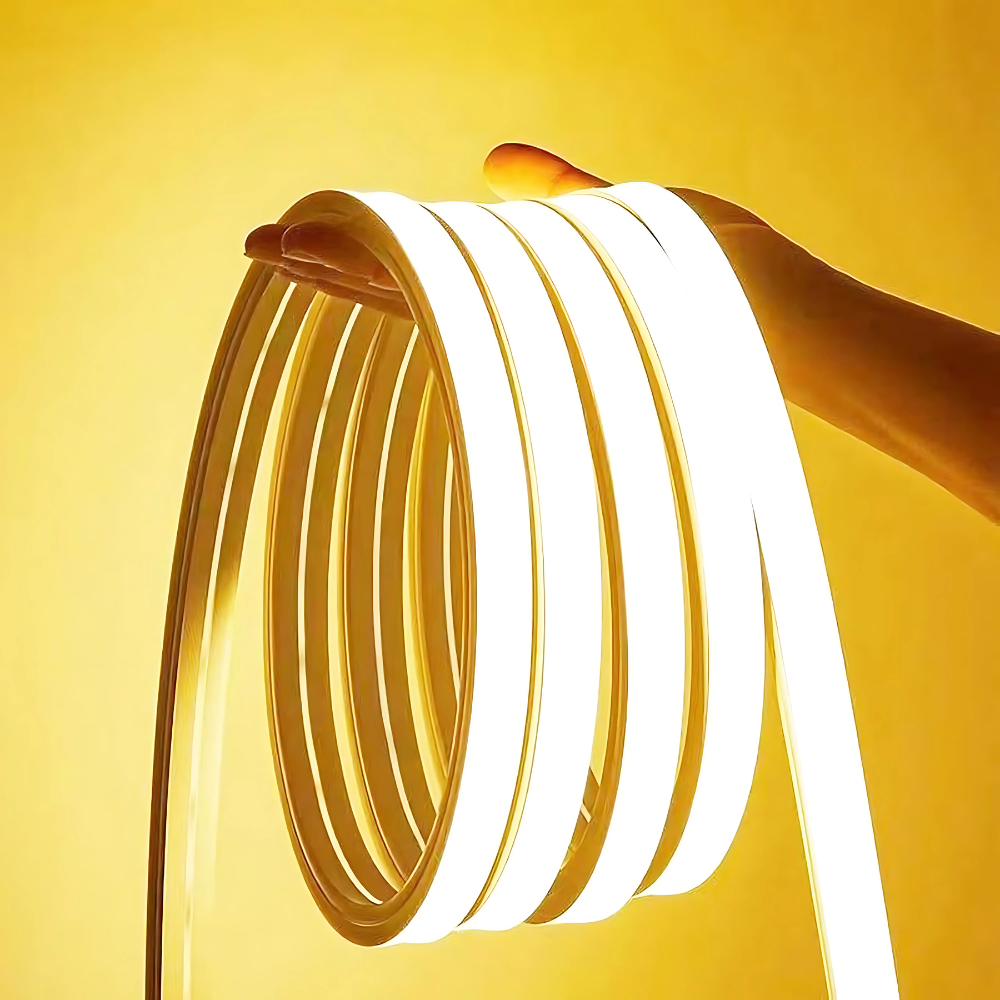 Outdoor Landscape Lighting LED 12V Low Voltage SLN12 Dotless Neon Soft Silicone Vertical Bending LED Strip Light 10x10mm 2.44W/ft DC12V/DC24V IP68 16.4ft with Screws and Mounting Clips