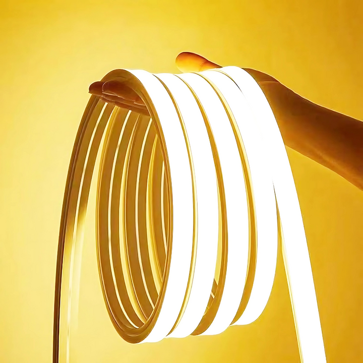 Outdoor Landscape Lighting LED 12V Low Voltage SLN12 Dotless Neon Soft Silicone Vertical Bending LED Strip Light 10x10mm 2.44W/ft DC12V/DC24V IP68 16.4ft with Screws and Mounting Clips
