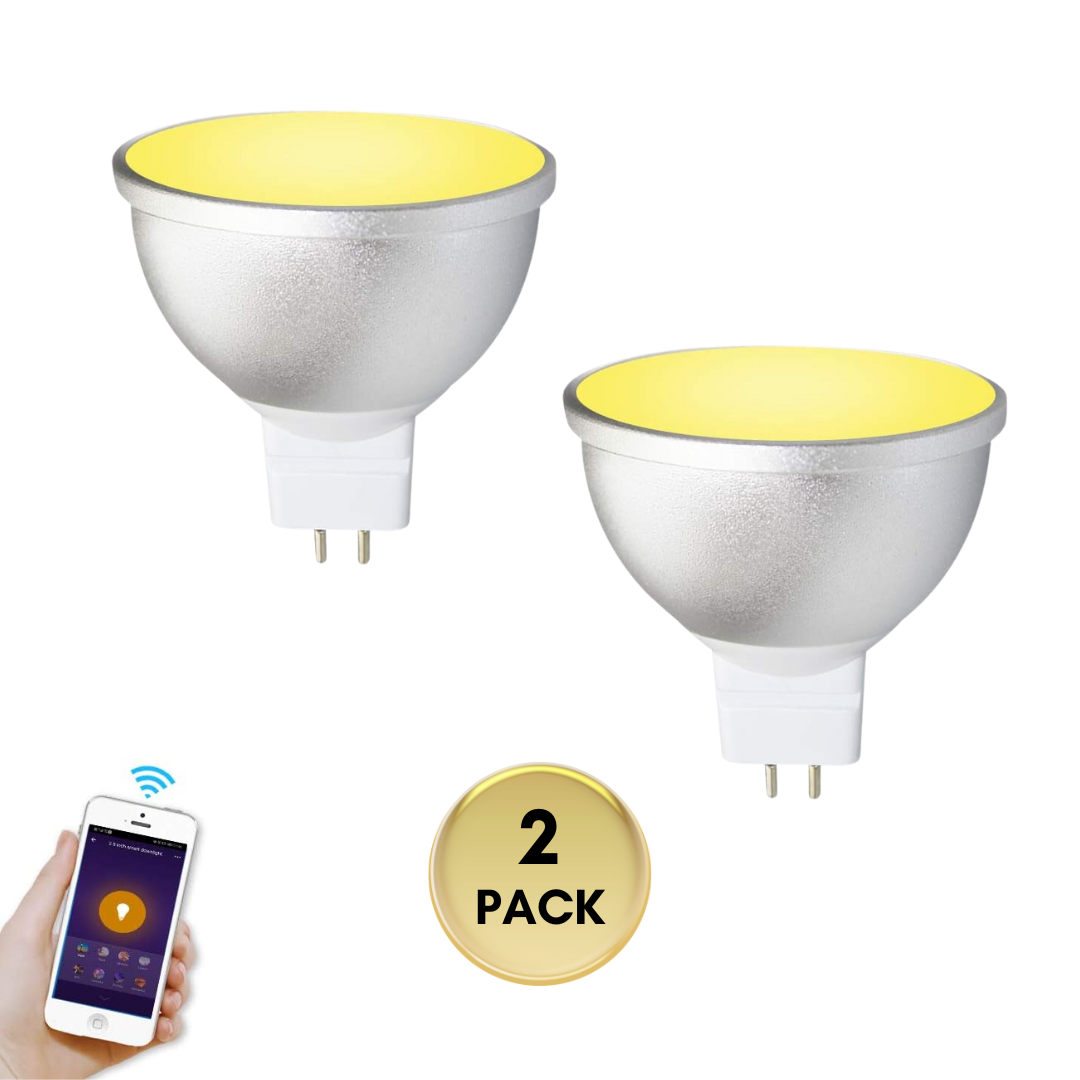 Outdoor Landscape Lighting LED 12V Low Voltage MR16 RGBCW 2700K-6000K 5W Smart WIFI LED Light Bulb, Energy Saving Color Changing 12V Outdoor LED Bulb Compatible with Alexa, Google Assistant, and Siri 2 Pack