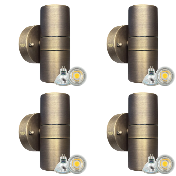 Outdoor Landscape Lighting LED 12V Low Voltage SCB05 4x/8x/12x Package LED Cylinder Up Down Light 2 Directional Brass Sconce Lighting with 12V Low Voltage 5W 3000K Bulb