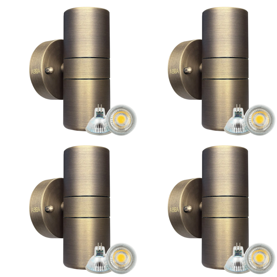 Outdoor Landscape Lighting LED 12V Low Voltage SCB05 4x/8x/12x Package LED Cylinder Up Down Light 2 Directional Brass Sconce Lighting with 12V Low Voltage 5W 3000K Bulb