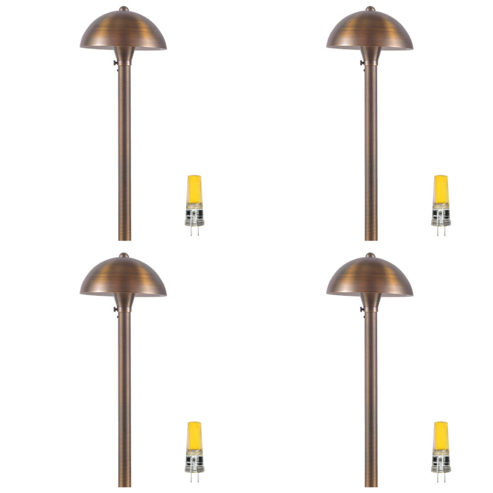 Outdoor Landscape Lighting LED 12V Low Voltage PLB08 4x/8x/12x Package Brass LED Globe 12V Low Voltage Pathway Outdoor Landscape Lighting Fixture with G4 3W 3000K Bulb 4 Pack