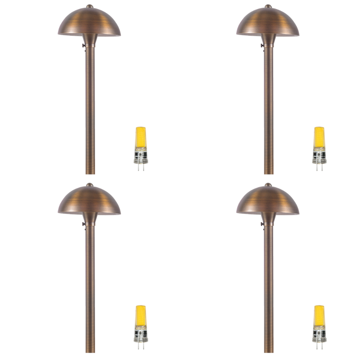 Outdoor Landscape Lighting LED 12V Low Voltage PLB08 4x/8x/12x Package Brass LED Globe 12V Low Voltage Pathway Outdoor Landscape Lighting Fixture with G4 3W 3000K Bulb 4 Pack