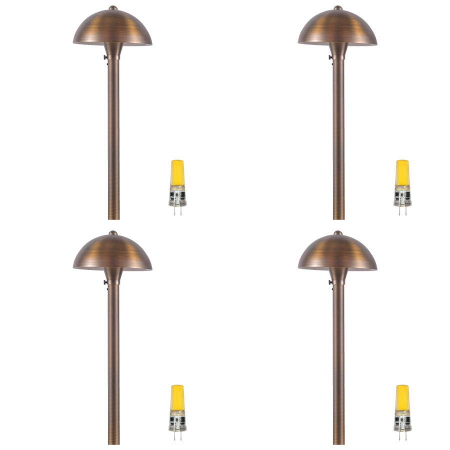 Outdoor Landscape Lighting LED 12V Low Voltage PLB08 4x/8x/12x Package Brass LED Globe 12V Low Voltage Pathway Outdoor Landscape Lighting Fixture with G4 3W 3000K Bulb 4 Pack