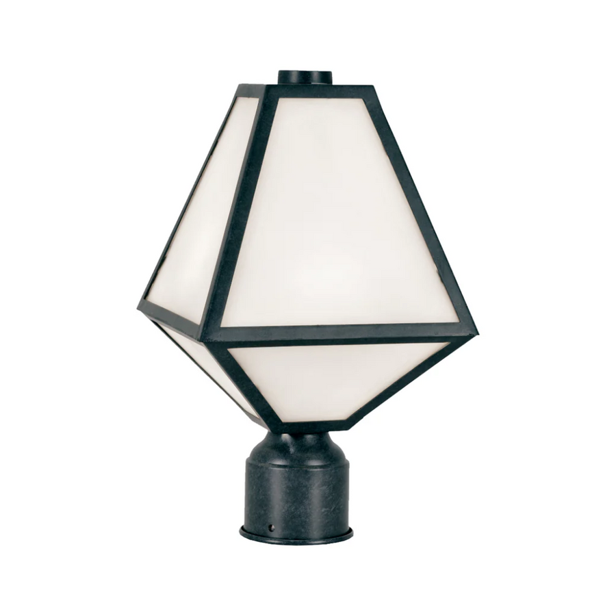 Outdoor Landscape Lighting LED 12V Low Voltage Brian Patrick Flynn Glacier 1 Light Outdoor Post Light 8"x15.5" Stainless Steel and Glass Charcoal Black Finish 120V 1 E26 Medium Base LED Bulb Socket Casual Farmhouse Lantern for Patio, Garden, Exterior Posts