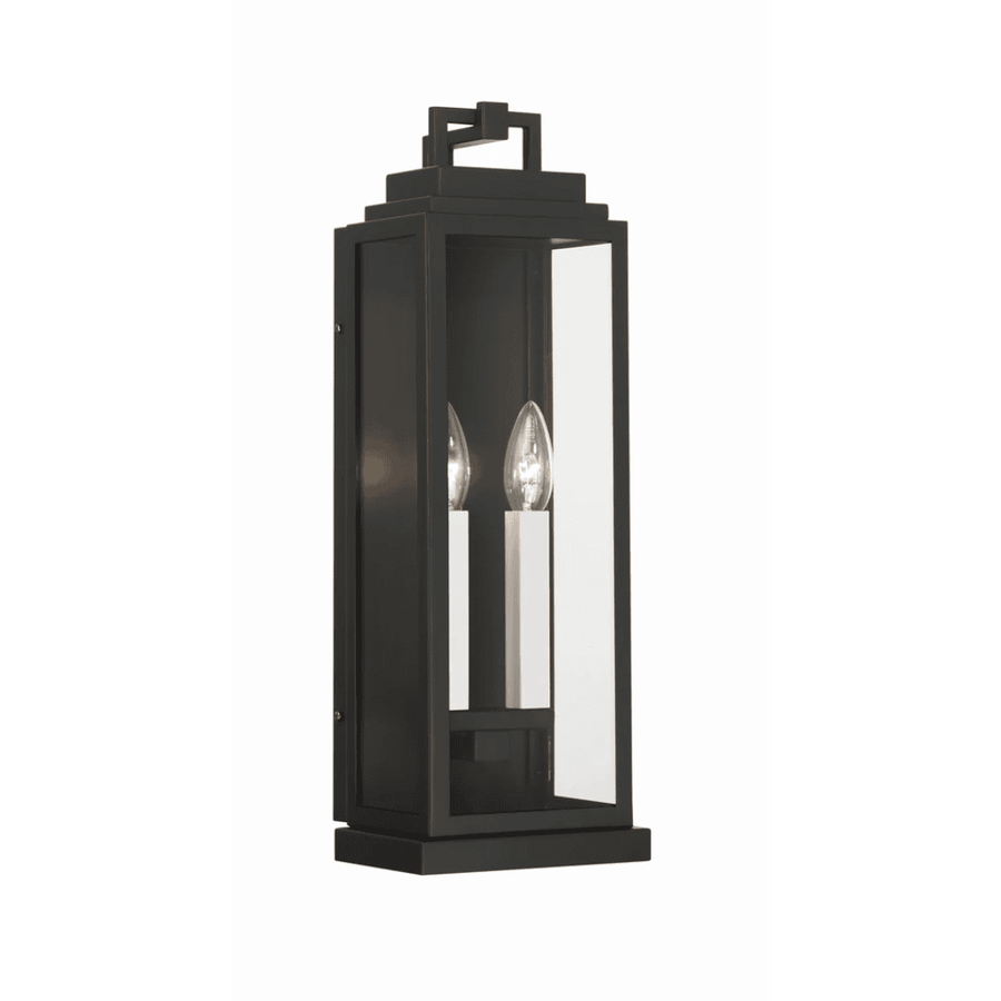 Outdoor Landscape Lighting LED 12V Low Voltage Aspen 2 Light Outdoor Sconce 6.5"x19" Stainless Steel and Clear Glass Matte Black Finish 120V 2 E12 Candelabra Base LED Bulb Sockets for Patio, Garden, Exterior Walls