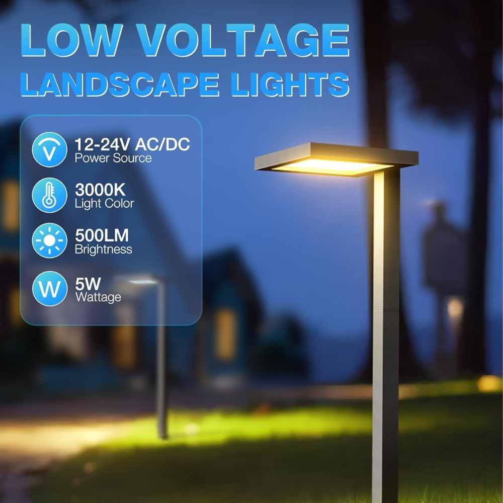 Outdoor Landscape Lighting LED 12V Low Voltage ALP03 8- and 12-Pack 5W Low Voltage 12V 3000K Integrated LED Cast Aluminum Anti-Glade Landscape Pathway Lights Package