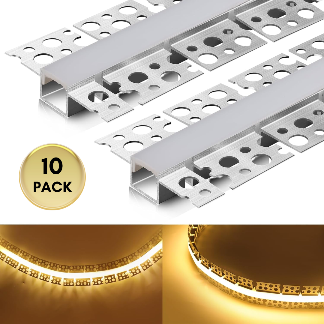 Outdoor Landscape Lighting LED 12V Low Voltage AC05 U-Shaped Drywall Trimless Recessed Flexible Track Aluminum Channel 6.6FT/2M a For Max 12mm LED Strip Lights Pack of 6 and 10 10 Pack of 6.6ft (2M)