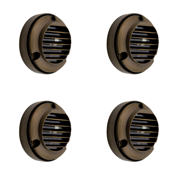 Outdoor Landscape Lighting LED 12V Low Voltage DL02B with G4 3W 2700K 4x/8x/12x Package Solid Brass Round Surface Mount Grilled Deck Light Low Voltage Landscape Lighting 4 Pack