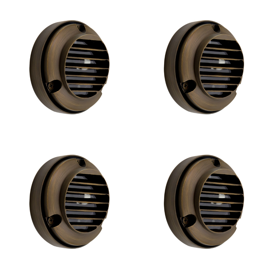 Outdoor Landscape Lighting LED 12V Low Voltage DL02B with G4 3W 2700K 4x/8x/12x Package Solid Brass Round Surface Mount Grilled Deck Light Low Voltage Landscape Lighting 4 Pack
