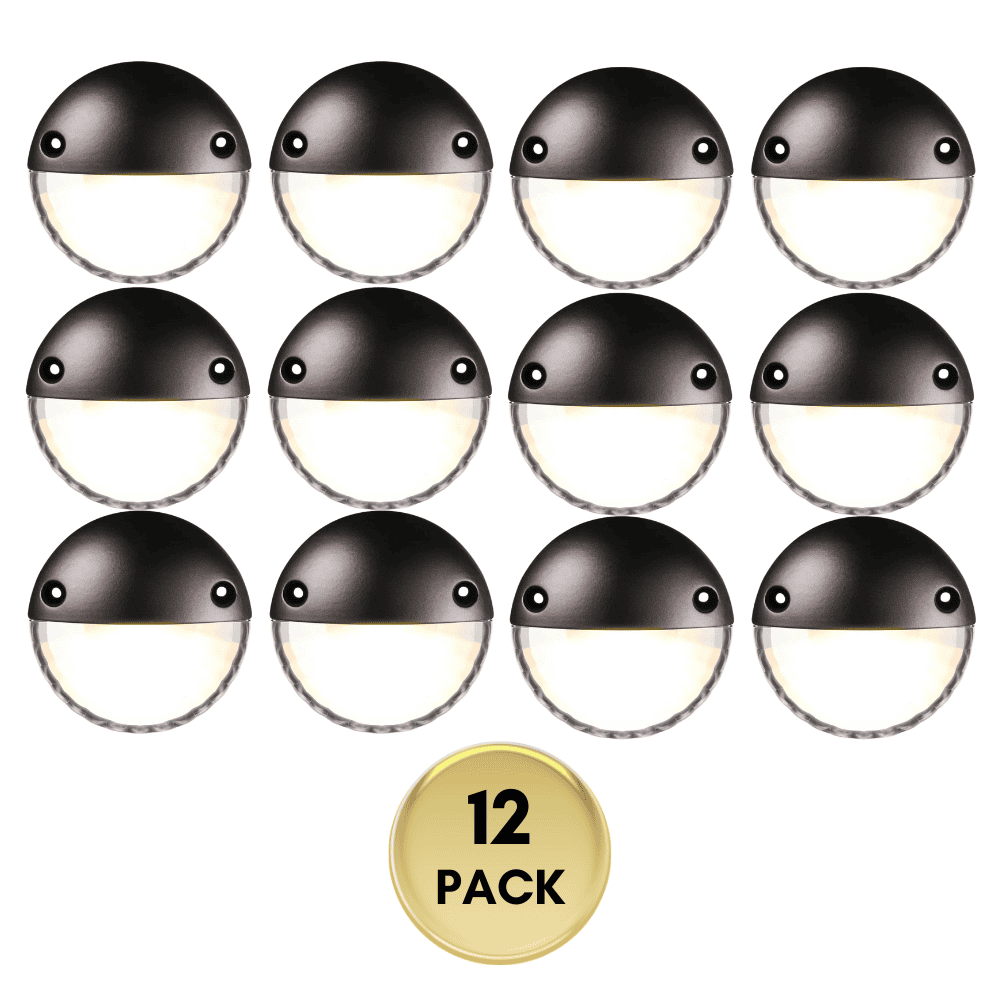 Outdoor Landscape Lighting LED 12V Low Voltage STAL01 Nova Aluminum Round Surface Mount Integrated 2.5W 3000K LED Deck Light Low Voltage Landscape Lighting Oil-Rubbed Bronze 12 Pack