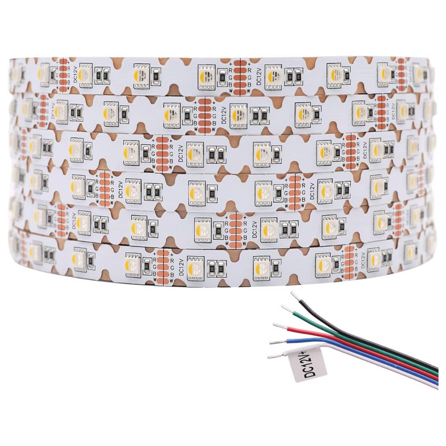 Outdoor Landscape Lighting LED 12V Low Voltage SL12 Bendable Strip Light RGB+6000K Daylight 4-in-1 5050 3.66W/ft 12mm DC12V Low Voltage LED Indoor IP20 UL SMD Tape Light
