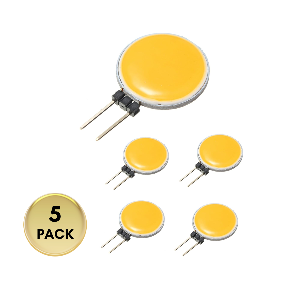 Outdoor Landscape Lighting LED 12V Low Voltage G4 5 Pack 3W 300LM COB Round LED Light Bulb 12V 180° Bulb Energy Efficient