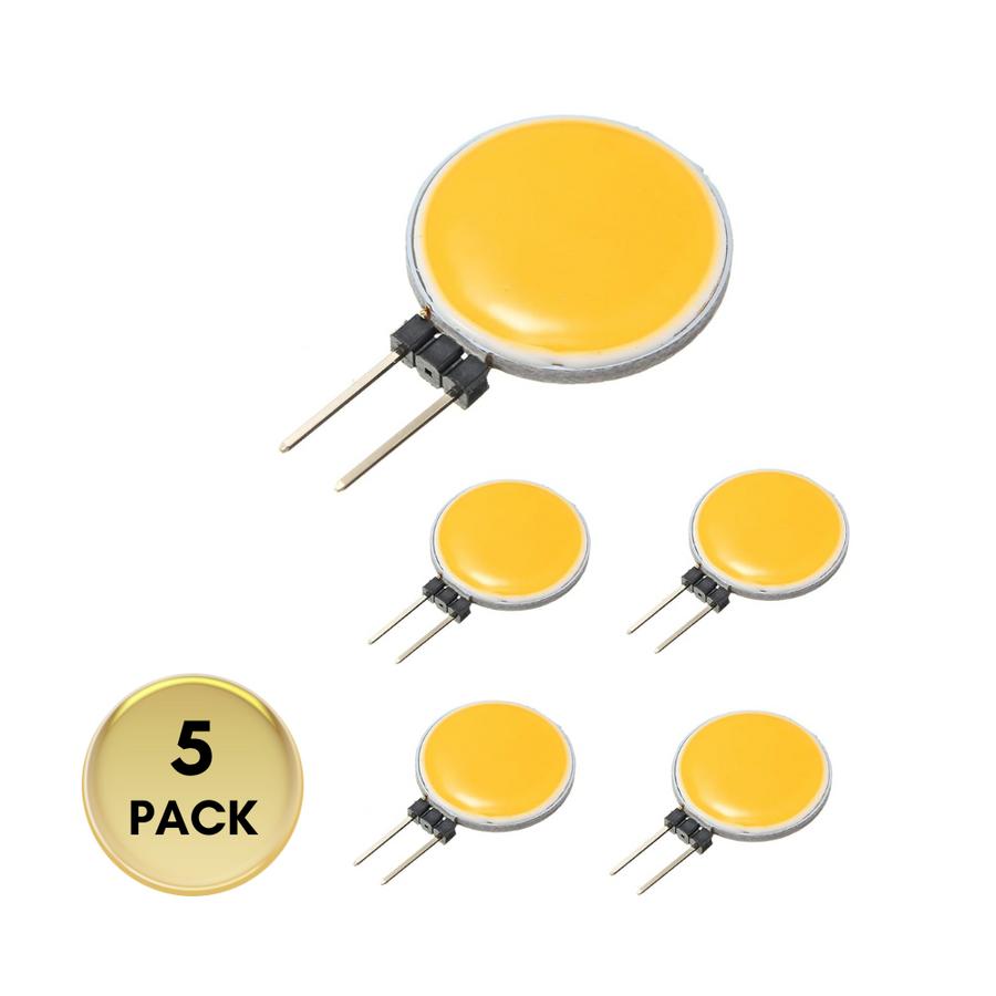 Outdoor Landscape Lighting LED 12V Low Voltage G4 5 Pack 3W 300LM COB Round LED Light Bulb 12V 180° Bulb Energy Efficient