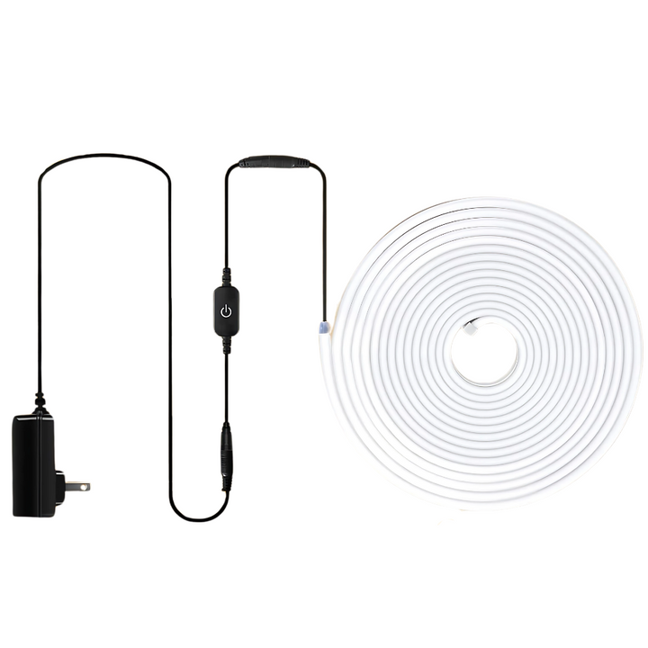 Outdoor Landscape Lighting LED 12V Low Voltage SLN05 Dotless Neon LED Strip Light 3000K/6000K DC24V IP65 Outdoor Rated Dimmable Low Voltage Silicone Strip Light with Mounting Clip, Screws, End Cap and Power Adapter