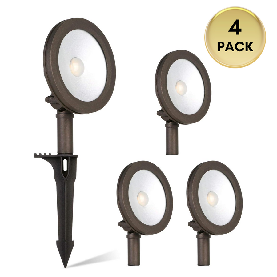 Outdoor Landscape Lighting LED 12V Low Voltage ALF01 4-Pack 7.4W 430LM LED Landscape Lighting Package, Die-Cast Aluminum Wall Wash Spot Light