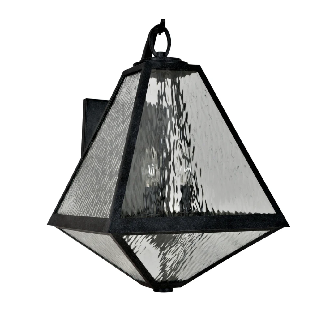 Outdoor Landscape Lighting LED 12V Low Voltage Brian Patrick Flynn Glacier 3 Light Outdoor Sconce 14"x21" Stainless Steel and Water Glass Black Charcoal Finish 120V 3 E12 Candelabra Base LED Bulb Sockets for Patio, Garden, Interior and Exterior Walls