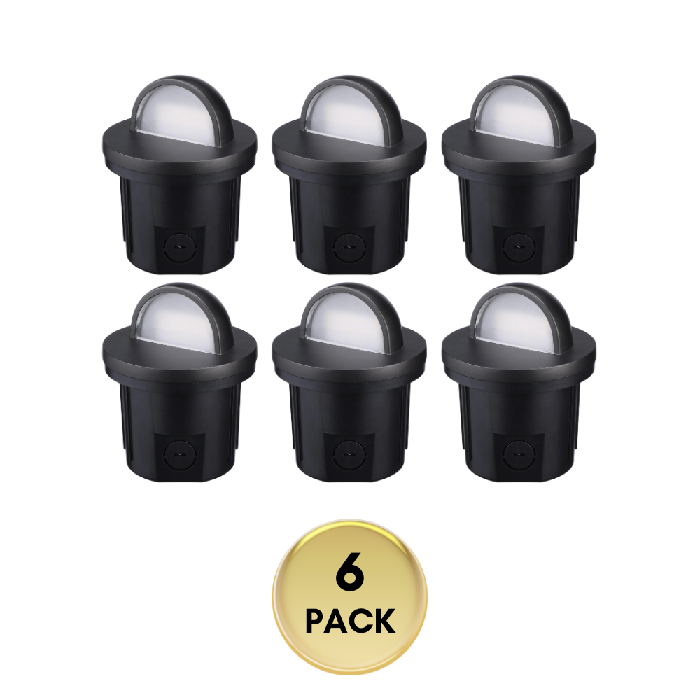 Outdoor Landscape Lighting LED 12V Low Voltage UNAL02 Primo Quarto Aluminum Round Surface Mount Half-Moon Integrated 6W 3000K LED In-Ground Well Light Low Voltage Landscape Lighting 6 Pack