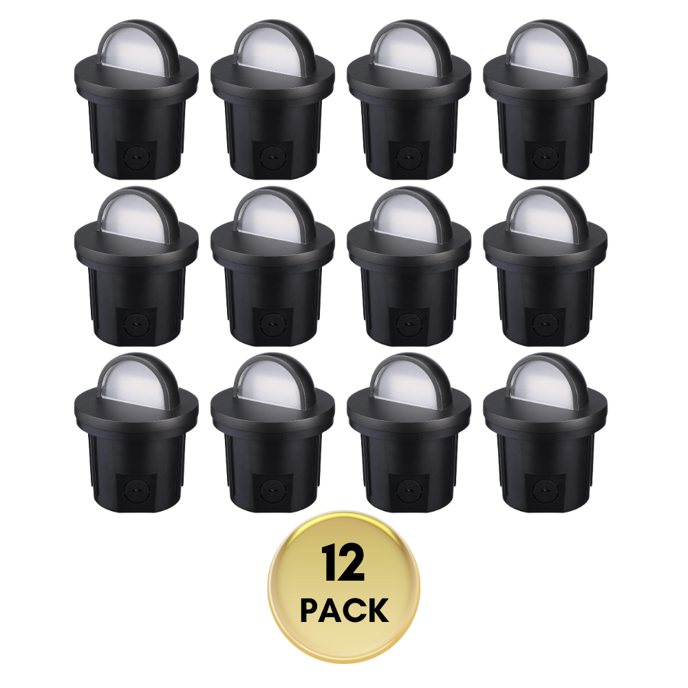 Outdoor Landscape Lighting LED 12V Low Voltage UNAL02 Primo Quarto Aluminum Round Surface Mount Half-Moon Integrated 6W 3000K LED In-Ground Well Light Low Voltage Landscape Lighting 12 Pack