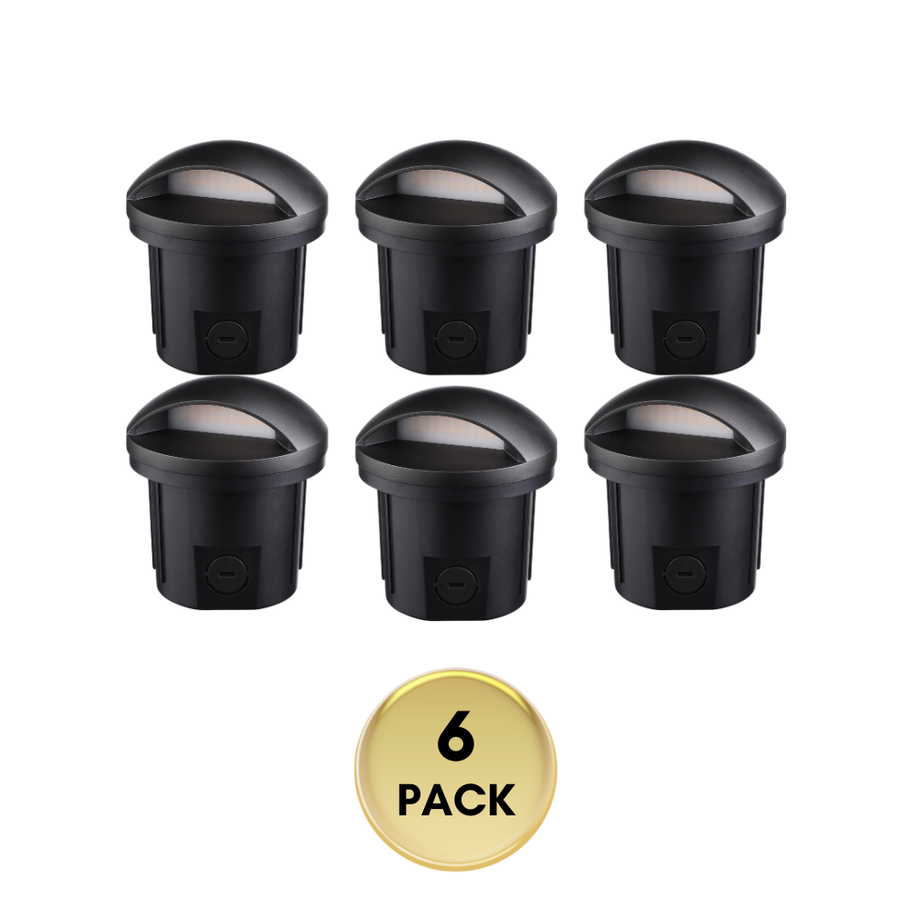 Outdoor Landscape Lighting LED 12V Low Voltage UNAL01 Crescente Aluminum Round Surface Mount Mono-Directional Integrated 6W 3000K LED In-Ground Well Light Low Voltage Landscape Lighting 6 Pack