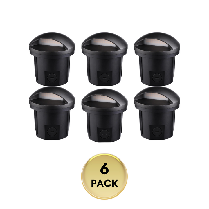 Outdoor Landscape Lighting LED 12V Low Voltage UNAL01 Crescente Aluminum Round Surface Mount Mono-Directional Integrated 6W 3000K LED In-Ground Well Light Low Voltage Landscape Lighting 6 Pack