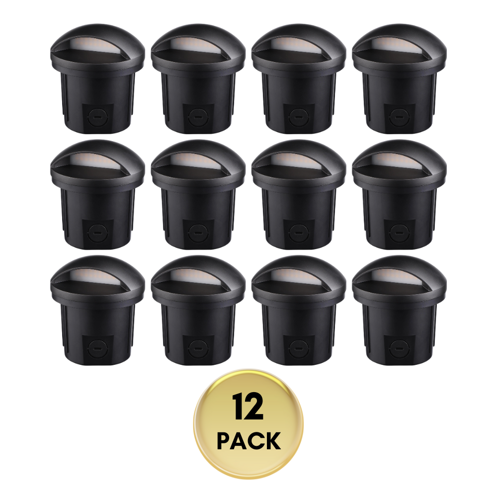 Outdoor Landscape Lighting LED 12V Low Voltage UNAL01 Crescente Aluminum Round Surface Mount Mono-Directional Integrated 6W 3000K LED In-Ground Well Light Low Voltage Landscape Lighting 12 Pack