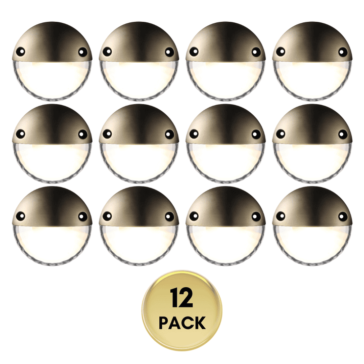 Outdoor Landscape Lighting LED 12V Low Voltage STAL01 Nova Aluminum Round Surface Mount Integrated 2.5W 3000K LED Deck Light Low Voltage Landscape Lighting Brown 12 Pack