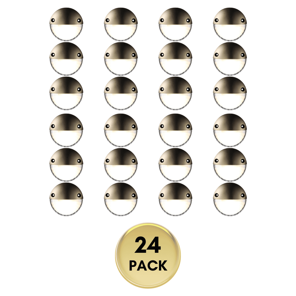 Outdoor Landscape Lighting LED 12V Low Voltage STAL01 Nova Aluminum Round Surface Mount Integrated 2.5W 3000K LED Deck Light Low Voltage Landscape Lighting Brown 24 Pack