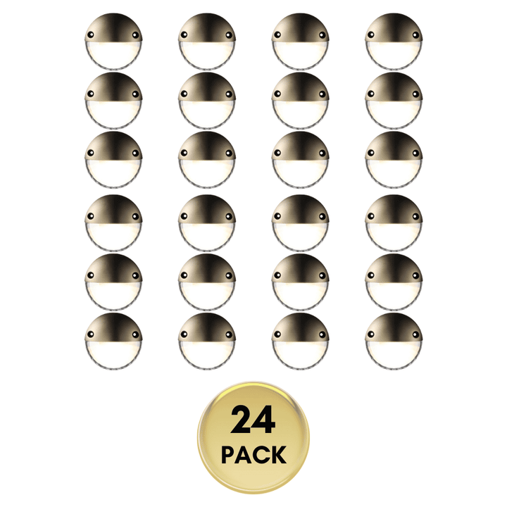 Outdoor Landscape Lighting LED 12V Low Voltage STAL01 Nova Aluminum Round Surface Mount Integrated 2.5W 3000K LED Deck Light Low Voltage Landscape Lighting Brown 24 Pack