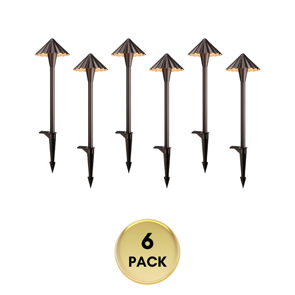 Outdoor Landscape Lighting LED 12V Low Voltage CDPAL04 Ombrello Ondulato LED Landscape 3CCT Pathway Lights, 3000K/4000K/5000K, 5W 12-24V AC/DC Low Voltage Oil-Rubbed Bronze Hexagonal Outdoor Landscape Lighting