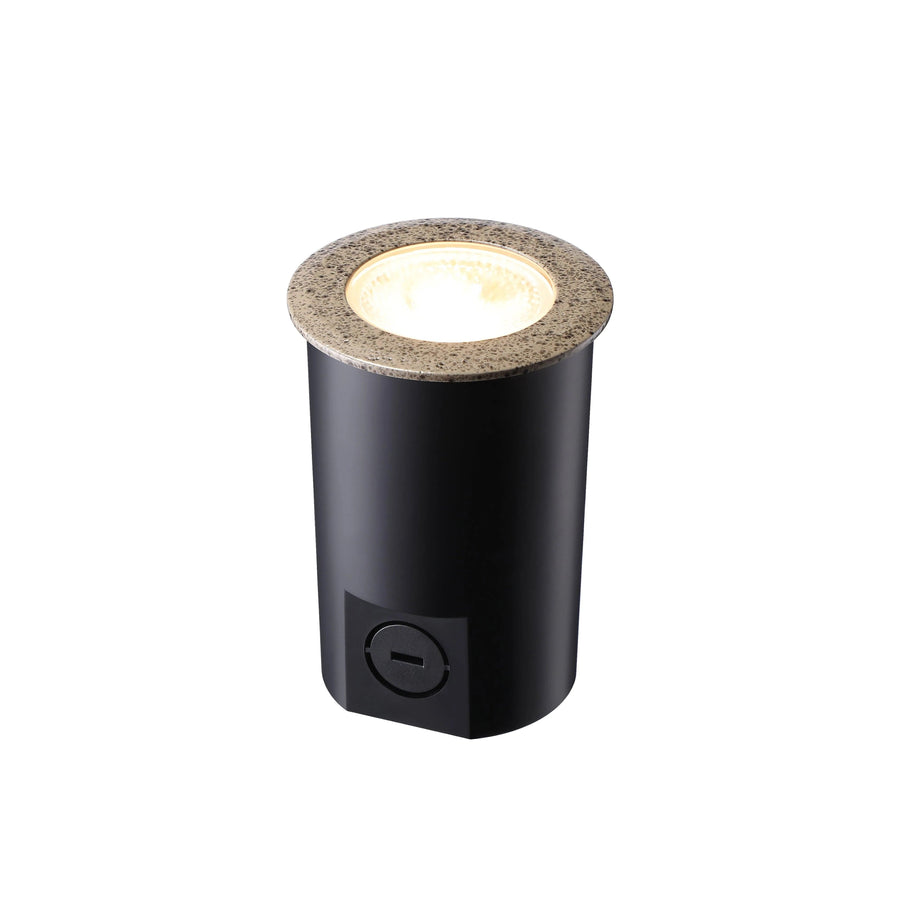 Outdoor Landscape Lighting LED 12V Low Voltage UNAL03 Essential Pebble Gray Aluminum Round Surface Mount Up Lighting Integrated 3000K LED In-Ground Well Light Low Voltage Landscape Lighting 1 Pack
