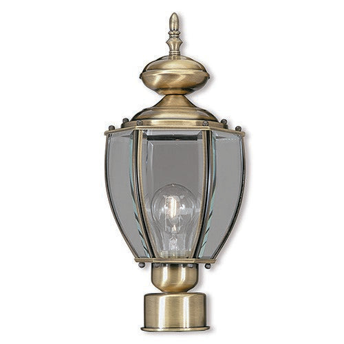 Outdoor Landscape Lighting LED 12V Low Voltage Outdoor Classics 1 E26 Medium Base Light Bulb Socket Outdoor Post Top Lantern 16.5"x7" Solid Brass Lantern and Clear Glass Antique and Polished Brass Finish 120V for Garden, Exterior Posts - 2009 Antique Brass
