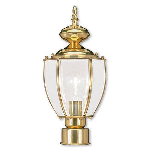 Outdoor Landscape Lighting LED 12V Low Voltage Outdoor Classics 1 E26 Medium Base Light Bulb Socket Outdoor Post Top Lantern 16.5"x7" Solid Brass Lantern and Clear Glass Antique and Polished Brass Finish 120V for Garden, Exterior Posts - 2009 Polished Brass